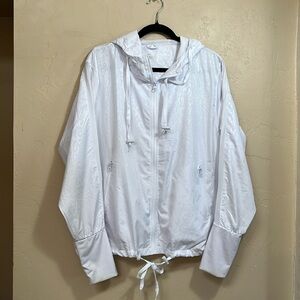ZYIA Active White Windbreaker Workout Hooded Jacket Layering Transitional Sz XL
